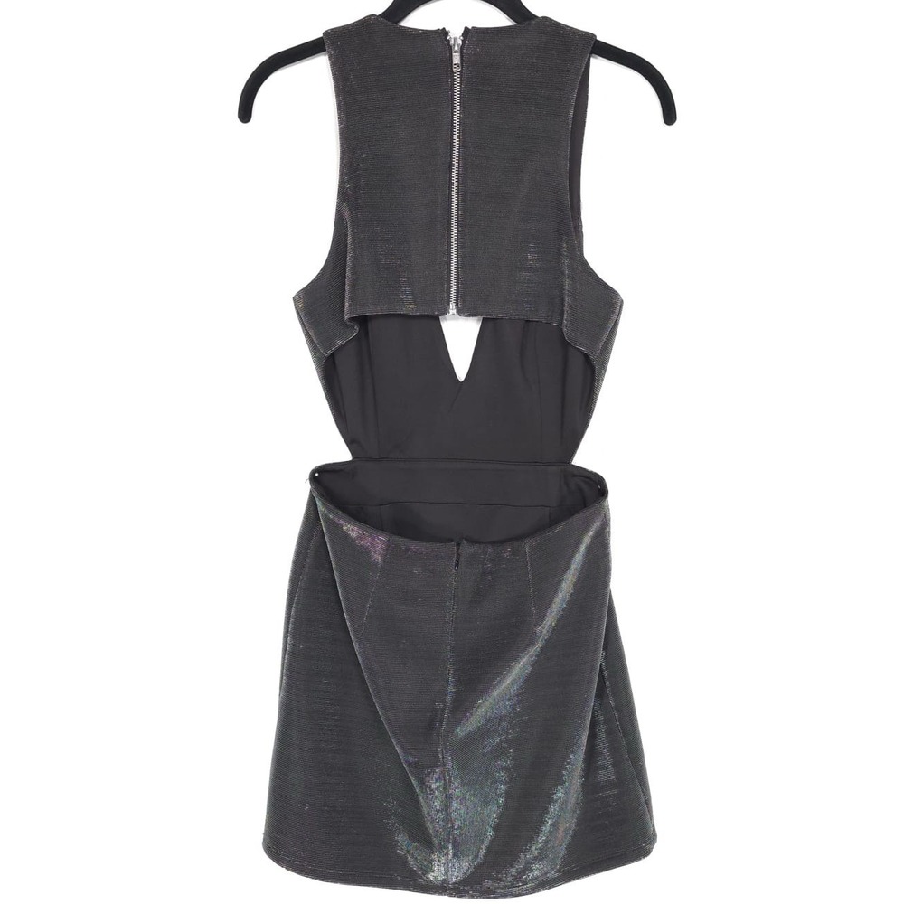 NBD Revolve Charlie Metallic Gunmetal Mini Dress SMALL Cutout Open Back Party - Picture 14 of 16